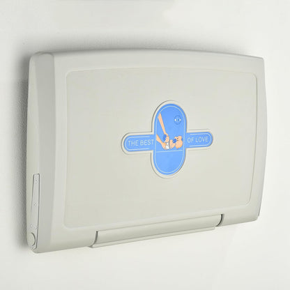 Fold-Down Baby Changing Station - Wall-Mounted, Space-Saving Design with Safety Straps for Commercial & Residential Restrooms (Grey)