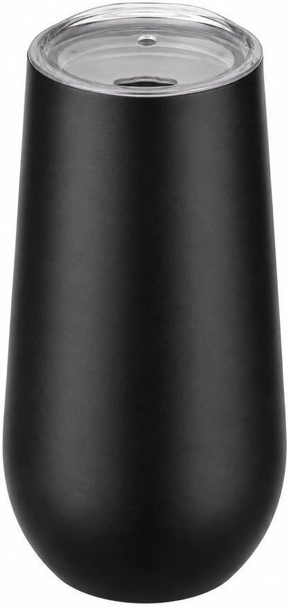 6oz Stemless Champagne Flutes, Insulated Wine Tumbler with Lid for Travel, Copper Lined Gift for Bridesmaids Wedding (Steel)