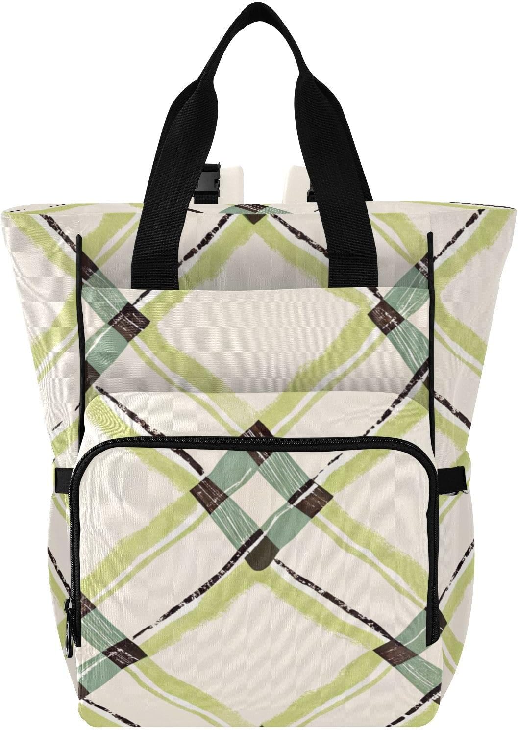 Diaper Bag Backpack, Multifunction Travel Bag for Moms Dads, Baby Changing Bag with Insulted Pockets, Stroller Straps and Side Bottle Pockets Fashionable Plaid