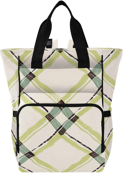 Diaper Bag Backpack, Multifunction Travel Bag for Moms Dads, Baby Changing Bag with Insulted Pockets, Stroller Straps and Side Bottle Pockets Fashionable Plaid
