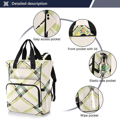 Diaper Bag Backpack, Multifunction Travel Bag for Moms Dads, Baby Changing Bag with Insulted Pockets, Stroller Straps and Side Bottle Pockets Fashionable Plaid