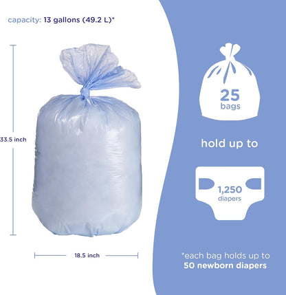 Diaper Pail Plastic Bags, 13-Gallon Capacity, 3 Pack, 75 Count