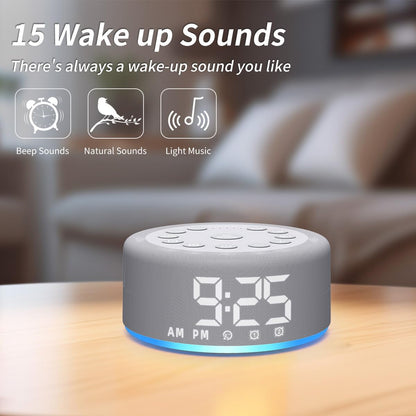 Plug-in Sound White Noise Machine Brown Noise Machine & Alarm Clock with Rechargeable Backup Battery Night Light Dual Alarms 30 Sleeping Sounds for Baby Kids Adults 5 Timers 15 Wake Up Sounds & Memory