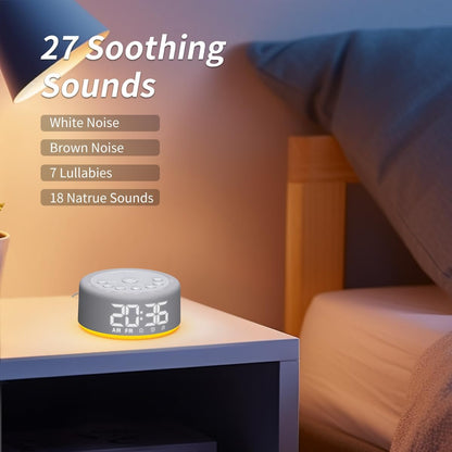 Plug-in Sound White Noise Machine Brown Noise Machine & Alarm Clock with Rechargeable Backup Battery Night Light Dual Alarms 30 Sleeping Sounds for Baby Kids Adults 5 Timers 15 Wake Up Sounds & Memory