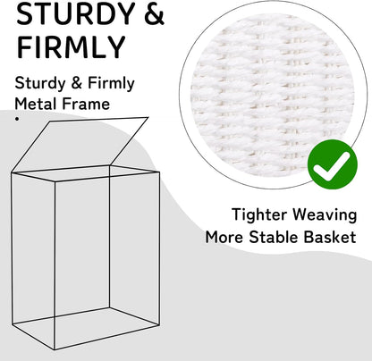 OIAHOMY Laundry Hamper with Lid, 90L(23.8 Gal) Large Wicker Laundry Basket for Bedroom, Handwoven Paper Rope Clothes Hamper with Washable Liner & Metal Frame, Decorative Organizer for Bathroom Grey