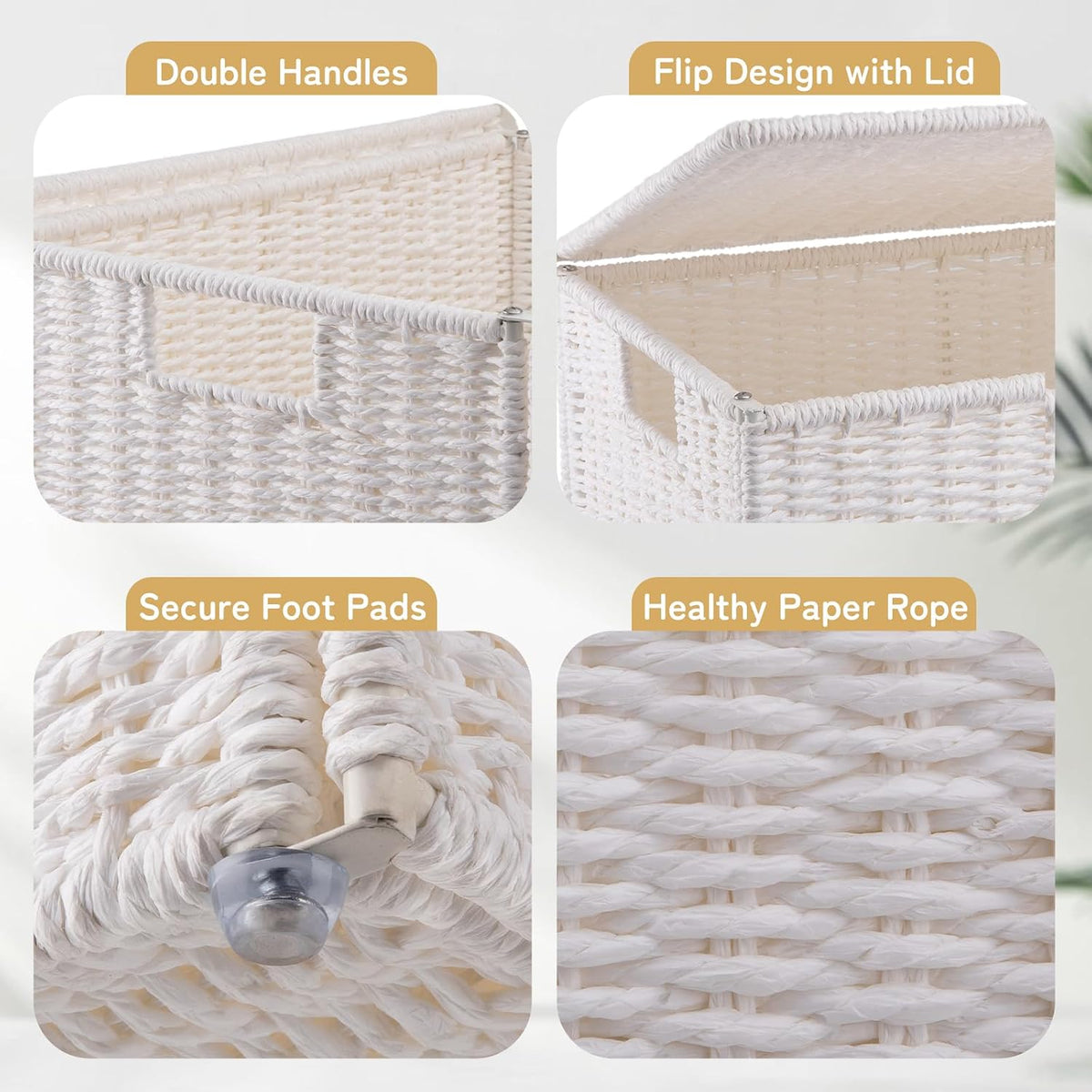 OIAHOMY Laundry Hamper with Lid, 90L(23.8 Gal) Large Wicker Laundry Basket for Bedroom, Handwoven Paper Rope Clothes Hamper with Washable Liner & Metal Frame, Decorative Organizer for Bathroom Grey