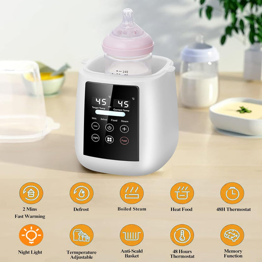 Baby Bottle Warmer All Bottles, Water Bath Milk Warmer 48H Thermostat Food Heater Breastmilk Thaw Formula Water Warming Steamer IMD LED Display Accurate Temperature Control