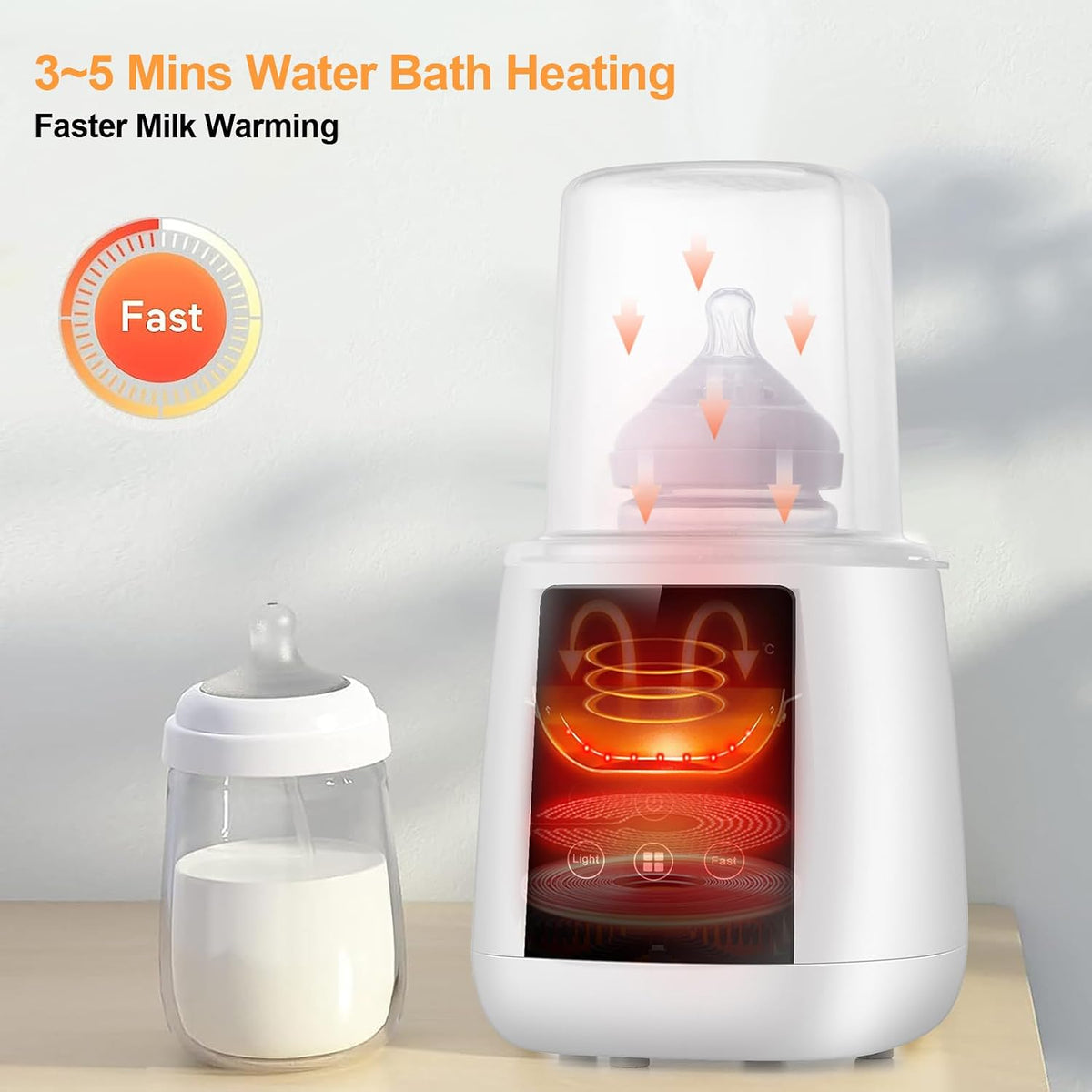 Baby Bottle Warmer All Bottles, Water Bath Milk Warmer 48H Thermostat Food Heater Breastmilk Thaw Formula Water Warming Steamer IMD LED Display Accurate Temperature Control