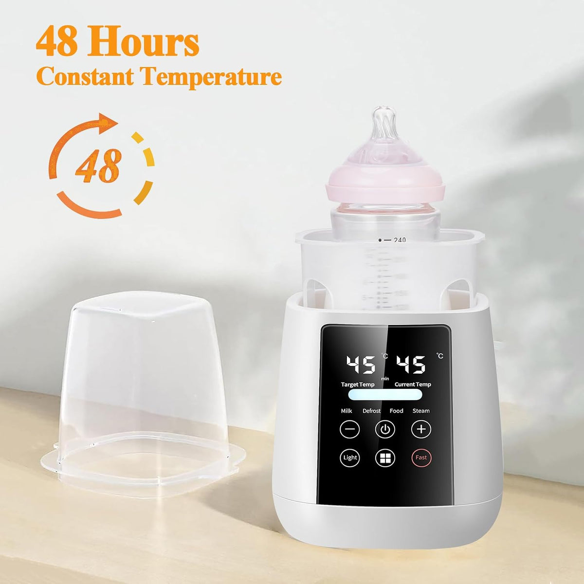 Baby Bottle Warmer All Bottles, Water Bath Milk Warmer 48H Thermostat Food Heater Breastmilk Thaw Formula Water Warming Steamer IMD LED Display Accurate Temperature Control