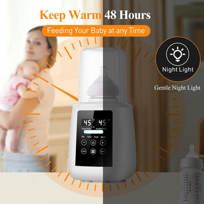 Baby Bottle Warmer All Bottles, Water Bath Milk Warmer 48H Thermostat Food Heater Breastmilk Thaw Formula Water Warming Steamer IMD LED Display Accurate Temperature Control