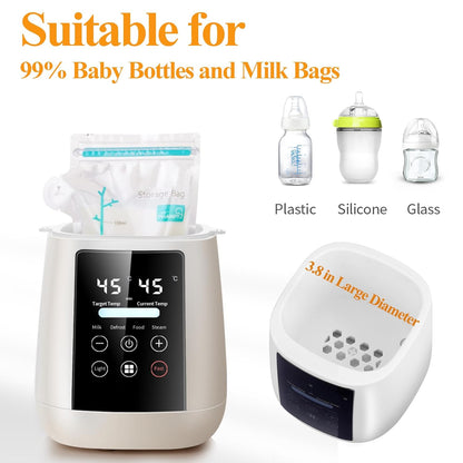 Baby Bottle Warmer All Bottles, Water Bath Milk Warmer 48H Thermostat Food Heater Breastmilk Thaw Formula Water Warming Steamer IMD LED Display Accurate Temperature Control