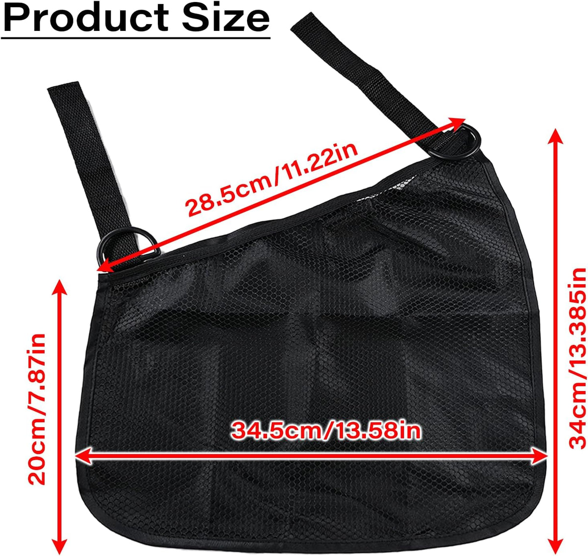 2 Pcs Side Sling Stroller Cargo Net,Universal Stroller Organizer Attachment Bag for Storage,Non-Slip and Adjustable Straps Portable Side Sling Storage Mesh Organizer(Black)