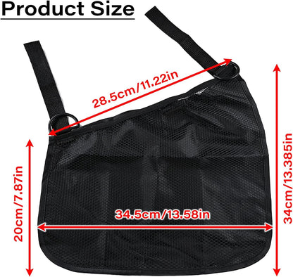 2 Pcs Side Sling Stroller Cargo Net,Universal Stroller Organizer Attachment Bag for Storage,Non-Slip and Adjustable Straps Portable Side Sling Storage Mesh Organizer(Black)