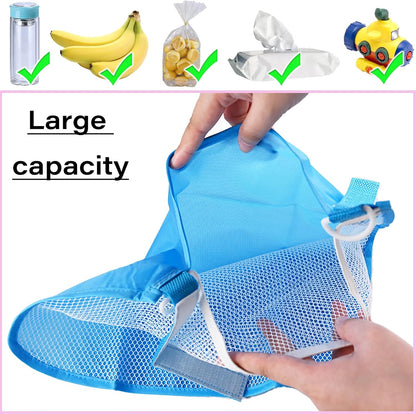 2 Pcs Side Sling Stroller Cargo Net,Universal Stroller Organizer Attachment Bag for Storage,Non-Slip and Adjustable Straps Portable Side Sling Storage Mesh Organizer(Black)
