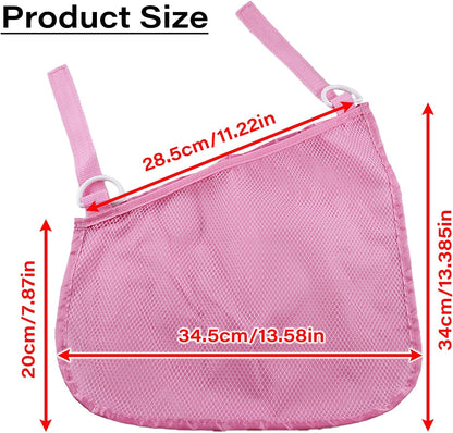 2 Pcs Side Sling Stroller Cargo Net,Universal Stroller Organizer Attachment Bag for Storage,Non-Slip and Adjustable Straps Portable Side Sling Storage Mesh Organizer(Black)