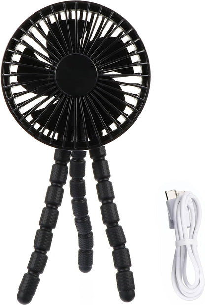 Portable Mini Stroller Fan for Babies with Rechargeable Battery, Flexible Clip-on Tripod, Quiet Outdoor Cooling for Travel and Pram Use