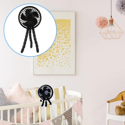 Portable Mini Stroller Fan for Babies with Rechargeable Battery, Flexible Clip-on Tripod, Quiet Outdoor Cooling for Travel and Pram Use