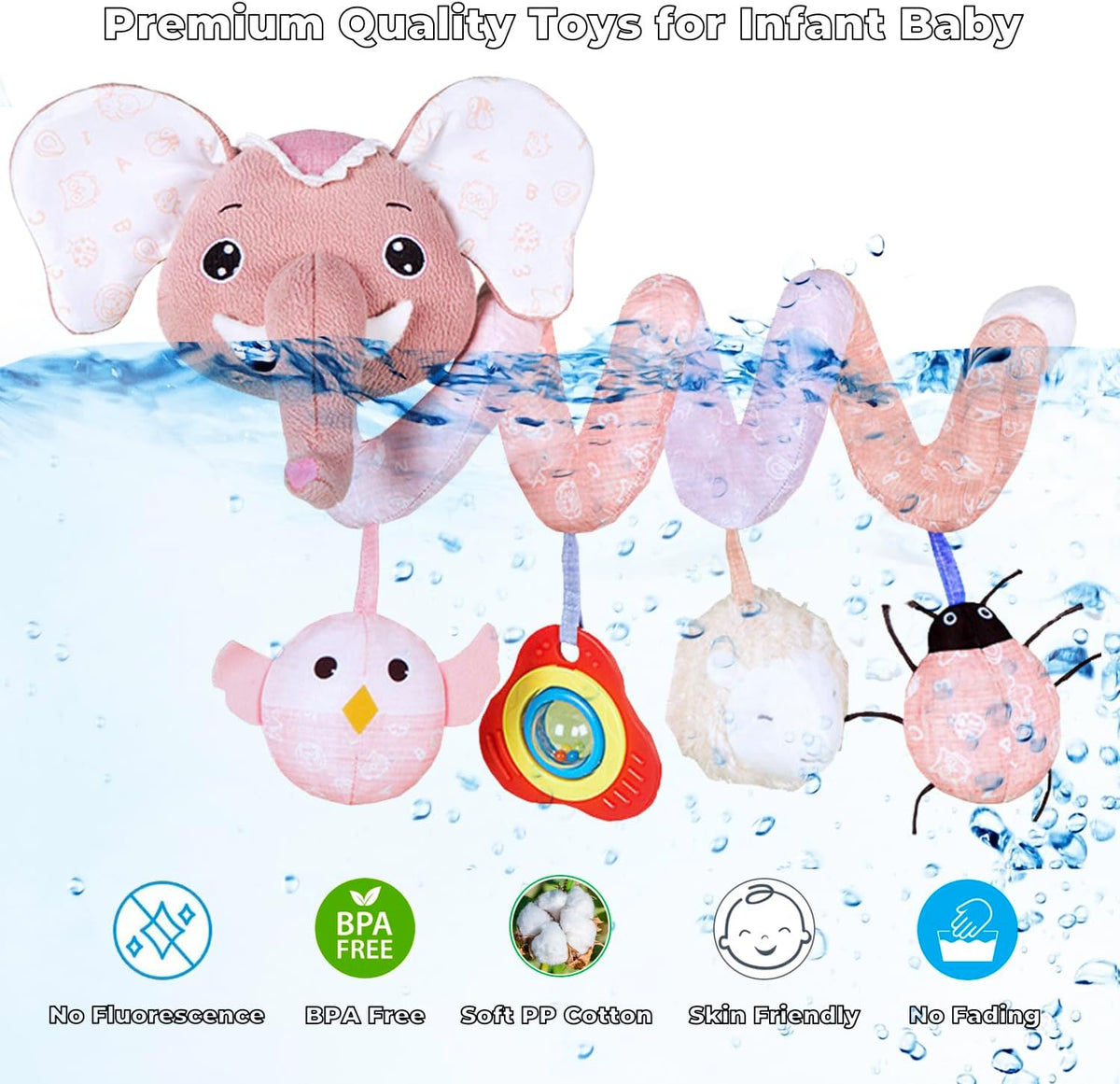 Musical Owl Rattle Sheep Pink Elephant Car Seat Toys for Babies 0-6 Months