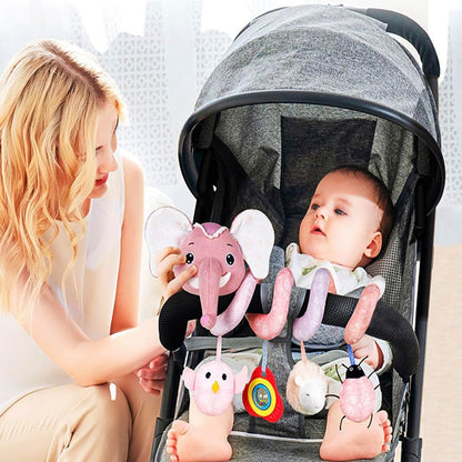 Musical Owl Rattle Sheep Pink Elephant Car Seat Toys for Babies 0-6 Months