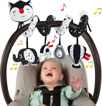 Musical Owl Rattle Sheep Pink Elephant Car Seat Toys for Babies 0-6 Months