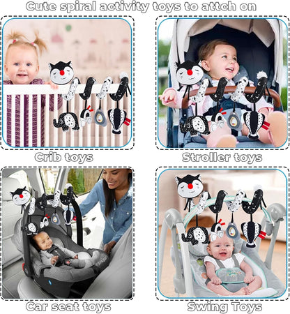 Musical Owl Rattle Sheep Pink Elephant Car Seat Toys for Babies 0-6 Months