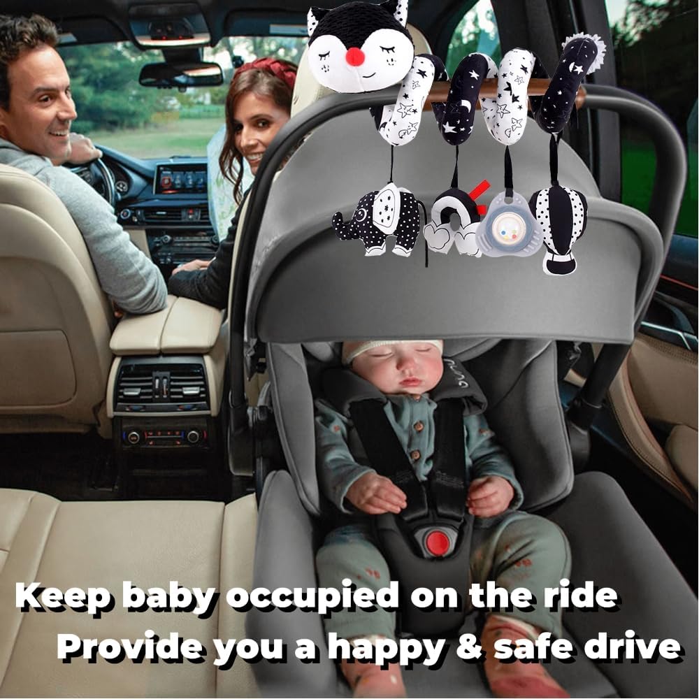Musical Owl Rattle Sheep Pink Elephant Car Seat Toys for Babies 0-6 Months