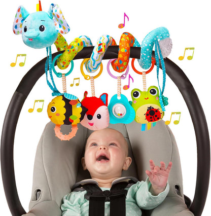 Musical Owl Rattle Sheep Pink Elephant Car Seat Toys for Babies 0-6 Months
