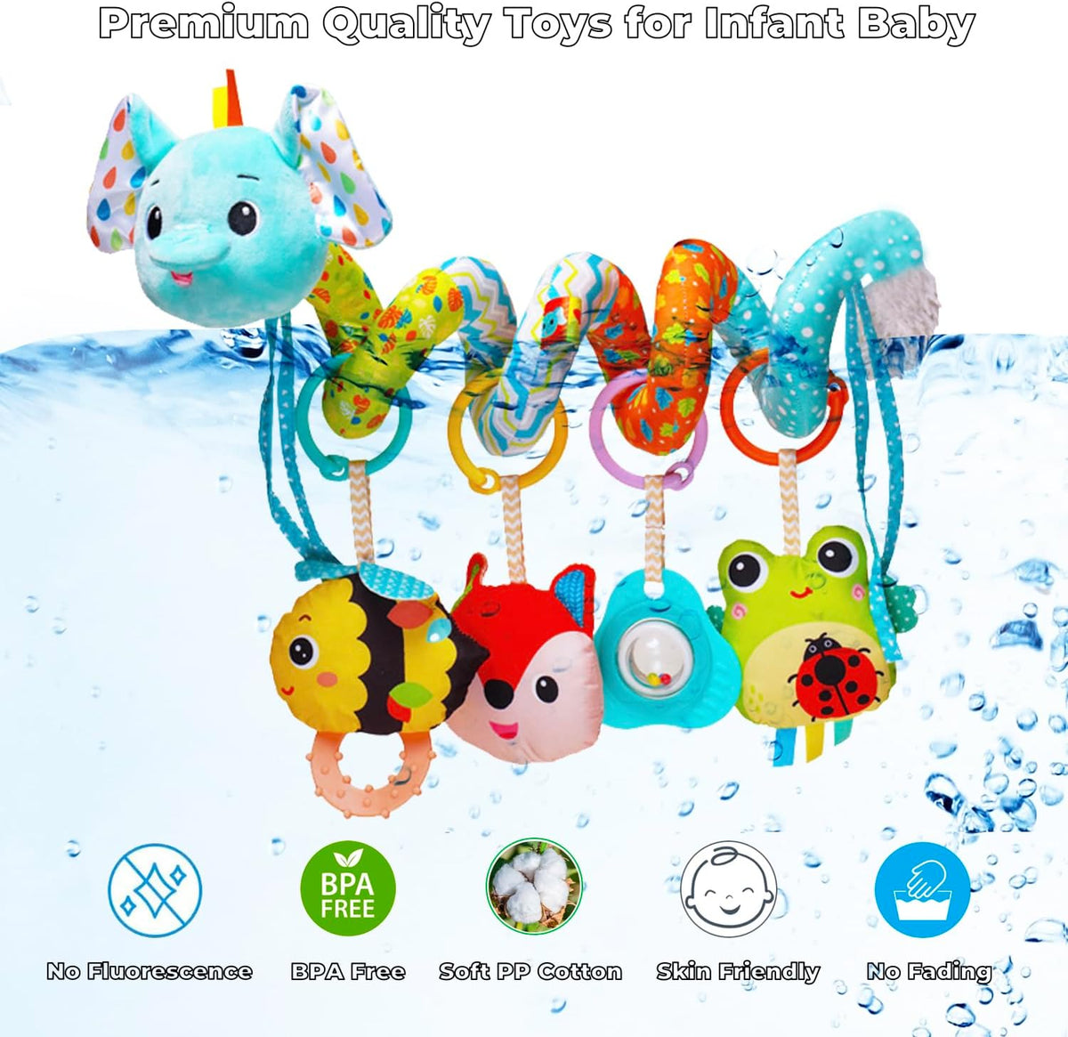 Musical Owl Rattle Sheep Pink Elephant Car Seat Toys for Babies 0-6 Months