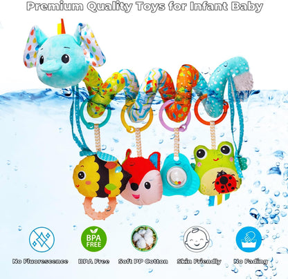 Musical Owl Rattle Sheep Pink Elephant Car Seat Toys for Babies 0-6 Months