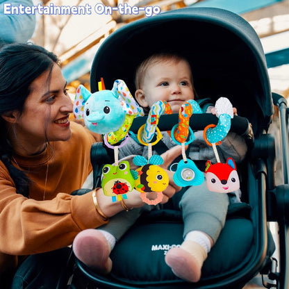 Musical Owl Rattle Sheep Pink Elephant Car Seat Toys for Babies 0-6 Months