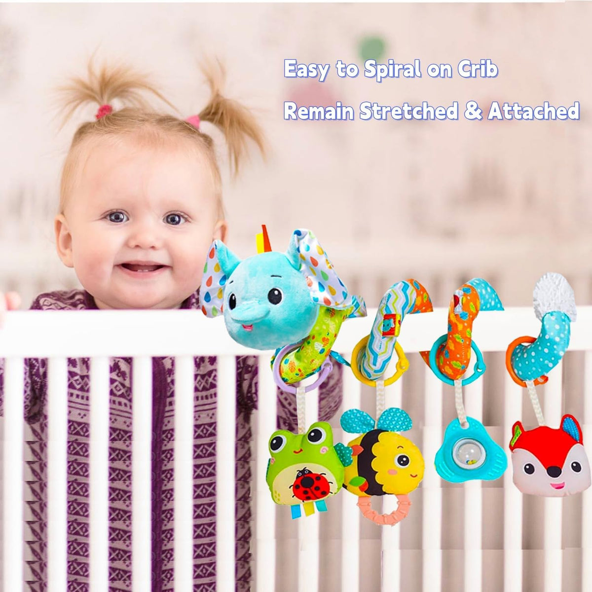 Musical Owl Rattle Sheep Pink Elephant Car Seat Toys for Babies 0-6 Months