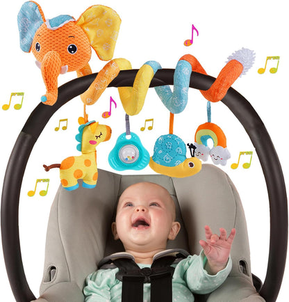 Musical Owl Rattle Sheep Pink Elephant Car Seat Toys for Babies 0-6 Months