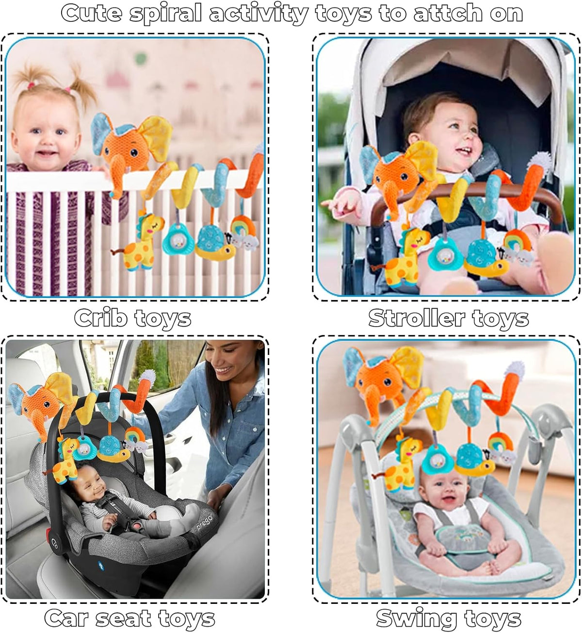 Musical Owl Rattle Sheep Pink Elephant Car Seat Toys for Babies 0-6 Months