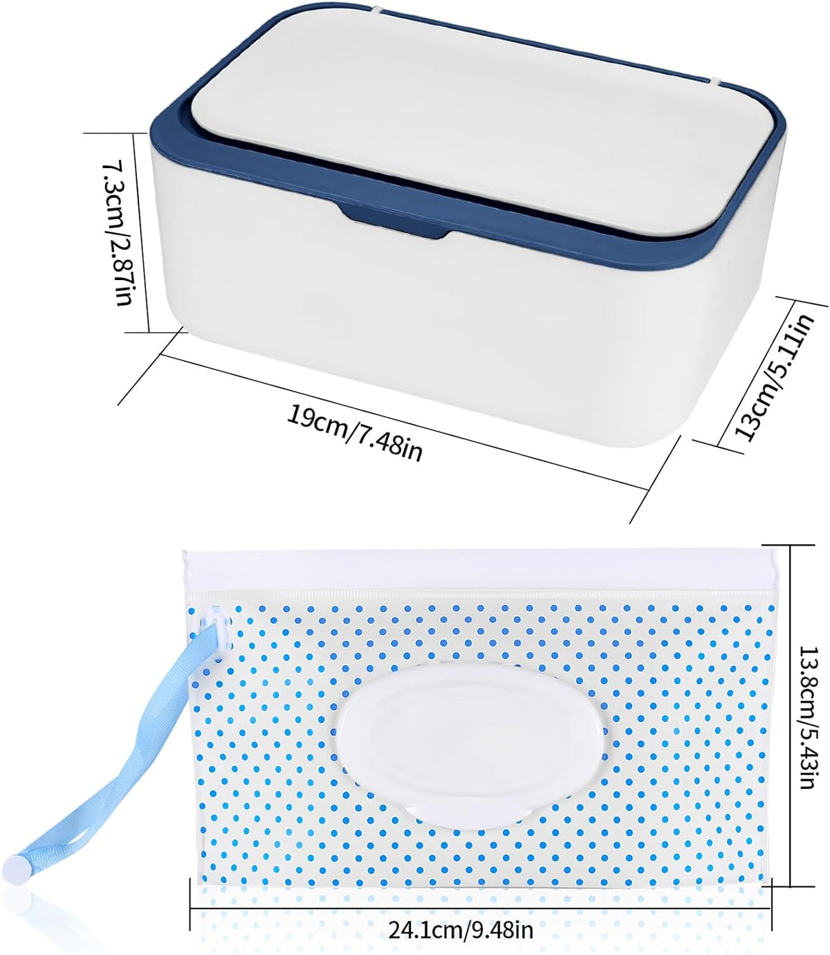 Wet Wipes Dispenser Box, Napkin Storage Holder Container Box, Dustproof Toilet Tissue Paper Box with Lid, Baby Wipes Dispenser for Home Office Desk, with a Mask Storage Organizer Case Box (Blue)