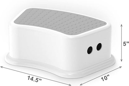 Step Stool for Kids (2 Pack) – Toddler Potty Training Stool with Non-Slip Grip, Lightweight Step Up Stool for Bathroom, Kitchen, Bedroom, Toy Room & Living Room (Gray White)
