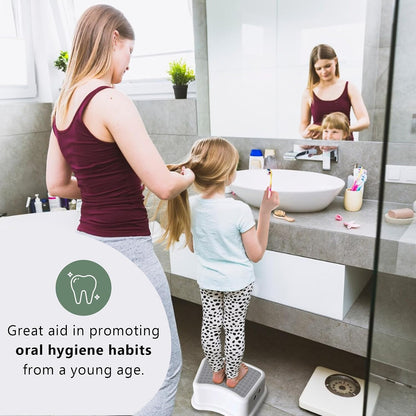 Step Stool for Kids (2 Pack) – Toddler Potty Training Stool with Non-Slip Grip, Lightweight Step Up Stool for Bathroom, Kitchen, Bedroom, Toy Room & Living Room (Gray White)