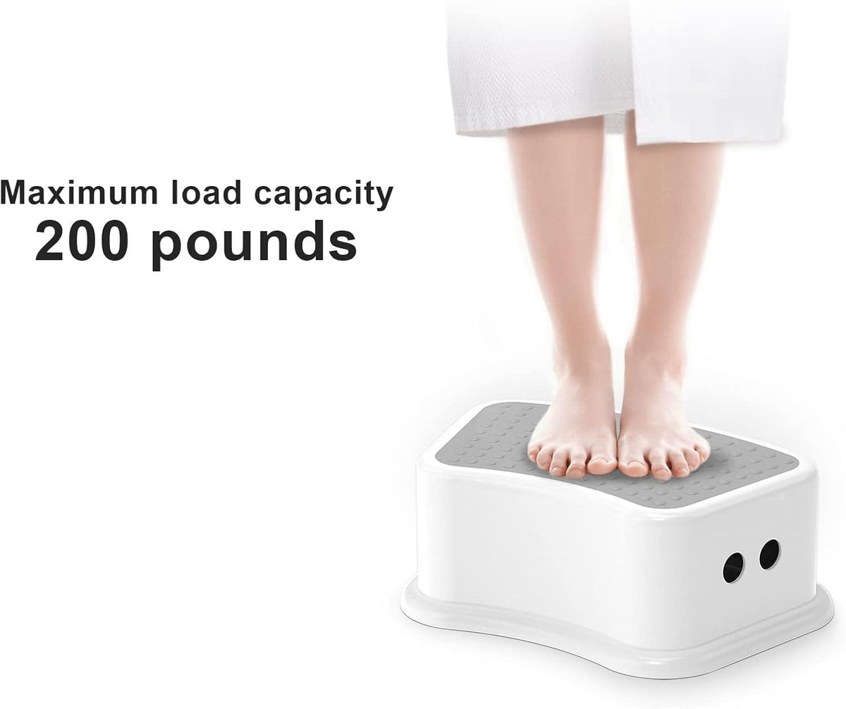 Step Stool for Kids (2 Pack) – Toddler Potty Training Stool with Non-Slip Grip, Lightweight Step Up Stool for Bathroom, Kitchen, Bedroom, Toy Room & Living Room (Gray White)