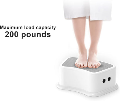 Step Stool for Kids (2 Pack) – Toddler Potty Training Stool with Non-Slip Grip, Lightweight Step Up Stool for Bathroom, Kitchen, Bedroom, Toy Room & Living Room (Gray White)