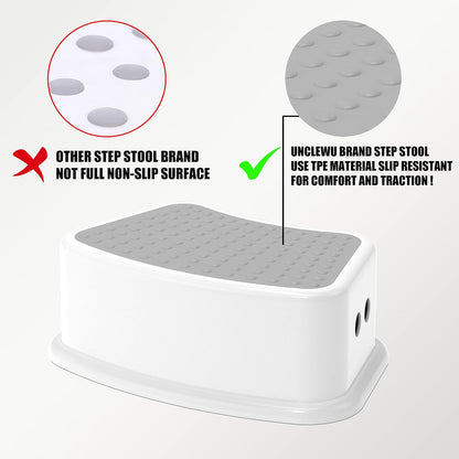 Step Stool for Kids (2 Pack) – Toddler Potty Training Stool with Non-Slip Grip, Lightweight Step Up Stool for Bathroom, Kitchen, Bedroom, Toy Room & Living Room (Gray White)
