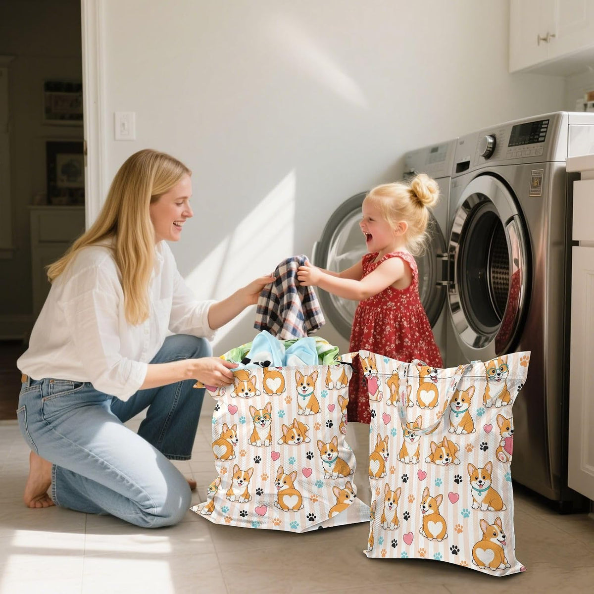 Stumpy Dog Waterproof Travel Laundry Bag Reusable 2pk