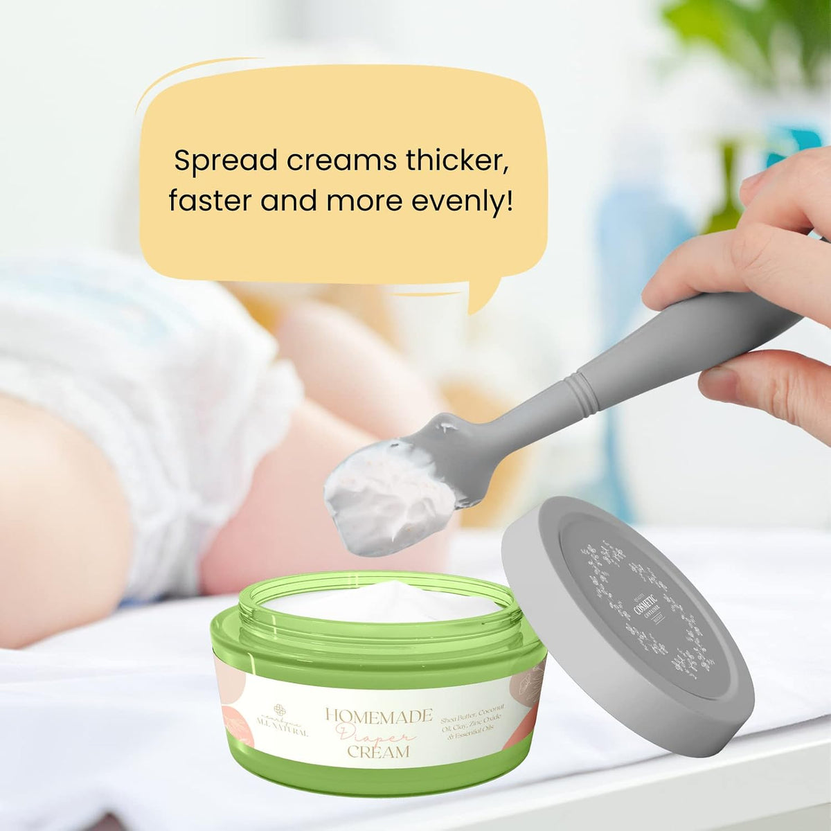 2 Pack Baby Diaper Cream Brush, Diaper Cream Spatula Applicator Silicone Baby Butt Paste Spatula for Babies, Newborn (Pink, Soft Lilac)