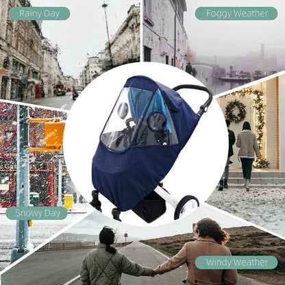 Stroller Rain Cover, Universal Stroller Cover for Rain, Baby Travel Weather Shields Windproof and Waterproof, Protect from Dust and Snow, Stroller Accessories (Grey)