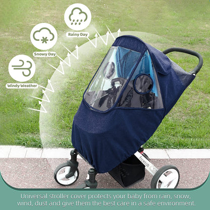 Stroller Rain Cover, Universal Stroller Cover for Rain, Baby Travel Weather Shields Windproof and Waterproof, Protect from Dust and Snow, Stroller Accessories (Grey)