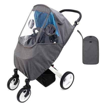 Stroller Rain Cover, Universal Stroller Cover for Rain, Baby Travel Weather Shields Windproof and Waterproof, Protect from Dust and Snow, Stroller Accessories (Grey)
