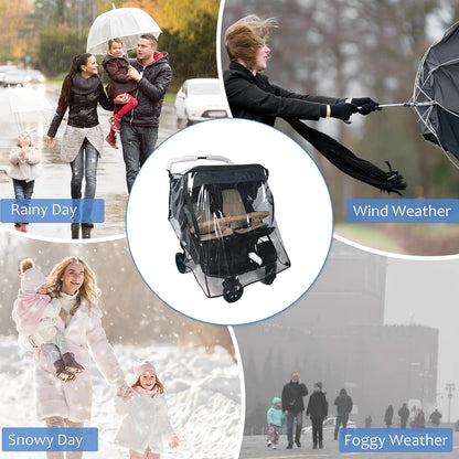 Stroller Rain Cover, Universal Stroller Cover for Rain, Baby Travel Weather Shields Windproof and Waterproof, Protect from Dust and Snow, Stroller Accessories (Grey)