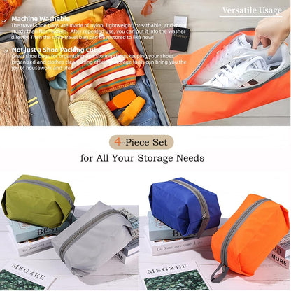 4 Pack Large Waterproof Portable Travel Organizer Toiletry Dopp Kit, Space Saving Shoe Bag Pouch
