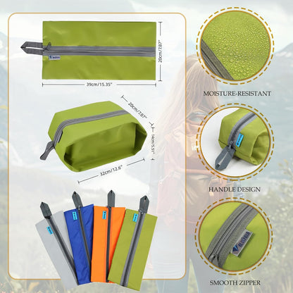 4 Pack Large Waterproof Portable Travel Organizer Toiletry Dopp Kit, Space Saving Shoe Bag Pouch