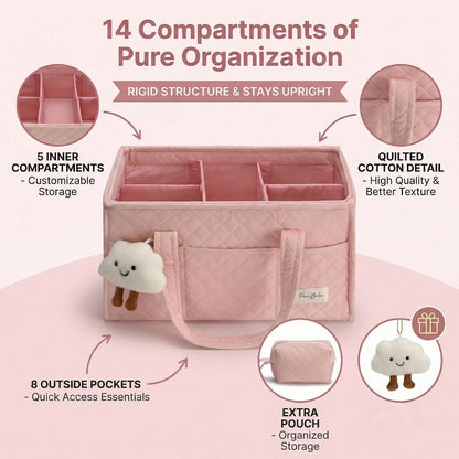 Baby Diaper Caddy Organizer, Baby Basket Shower Gift, Portable Changing Table Basket, Postpartum Caddy & Tote Bag Pouch, Newborn Boy & Girl Nursery Essentials Registry, Car Diaper Organizer