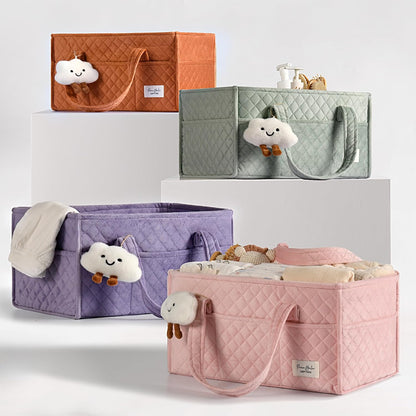 Baby Diaper Caddy Organizer, Baby Basket Shower Gift, Portable Changing Table Basket, Postpartum Caddy & Tote Bag Pouch, Newborn Boy & Girl Nursery Essentials Registry, Car Diaper Organizer
