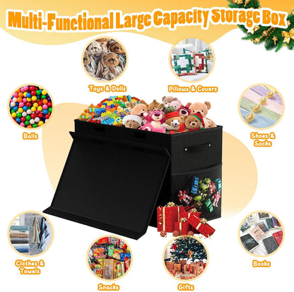 Large Toy Storage Box with Lid & Dividers, Kids Toy Chest, Beige and White